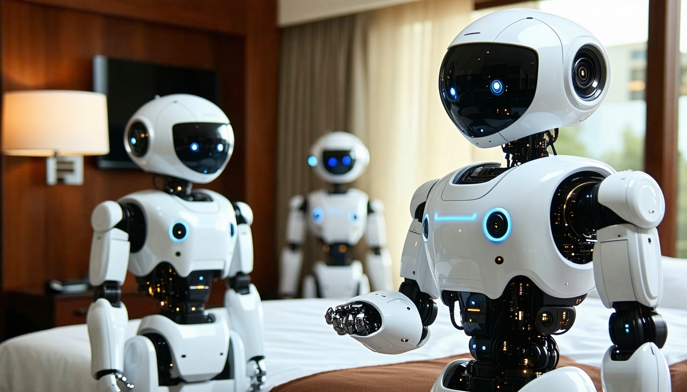 Robots inside a hotel room representing Jurny’s agentic AI system transforming hospitality operations through autonomous execution.