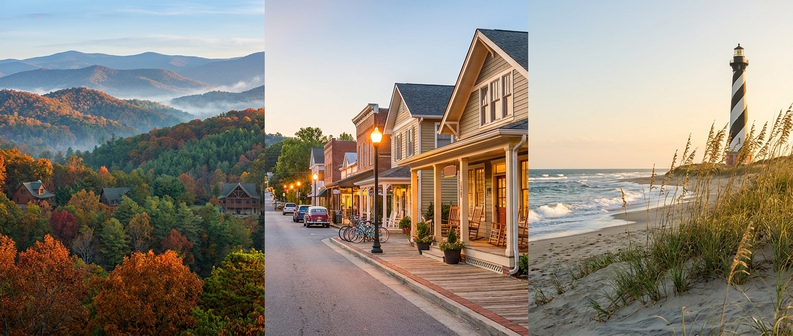 North Carolina — Blue Ridge Mountains, Outer Banks, and vacation rental markets